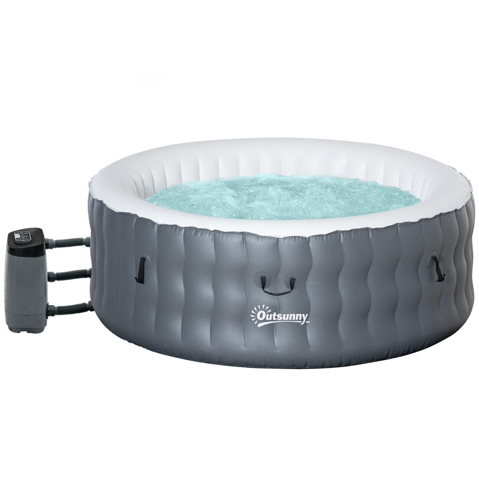 Round Inflatable Hot Tub Bubble Spa with Pump, Cover,4 Person